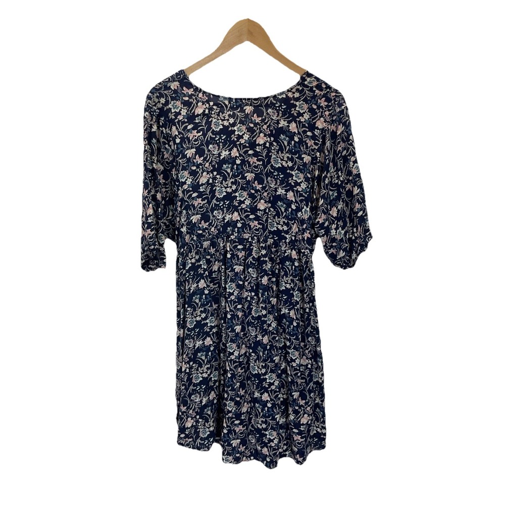 Natural Life Dress Rayon Navy Blue Floral Size L/XL Airy Flowy - Picture 2 of 7